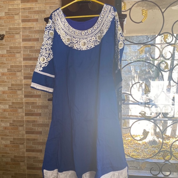 Other - Royal blue embroidered A-line kurti